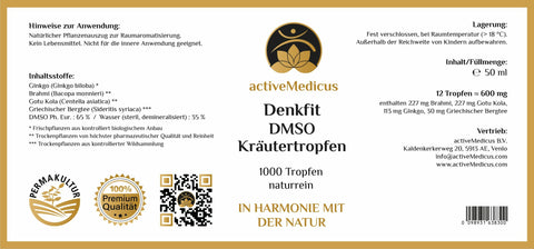activeMedicus DenkFit – DMSO Kräutertropfen mit Brahmi, Gotu Kola & Ginkgo